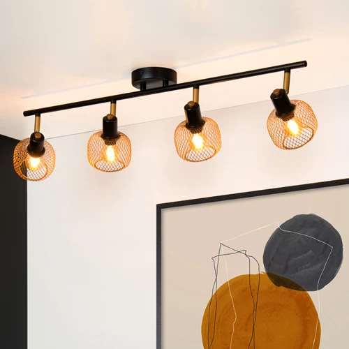 Lucide MAREN - Spot plafond - 4xE14 - Or Mat / Laiton - ambiance 1